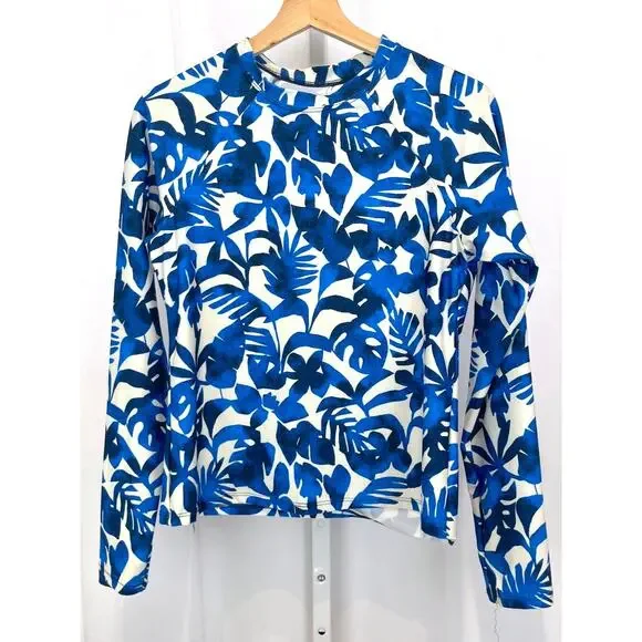 TITLE NINE Aquatic Life Rash Guard Long Sleeve Swim Top Hanalei Floral Blue S - Picture 11 of 11
